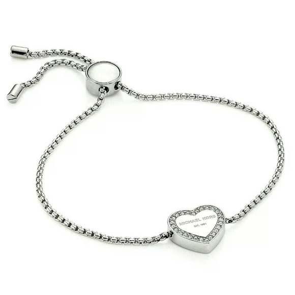 NWT MICHAEL KORS HERITAGE SILVER HEART BRACELET - Picture 2 of 8